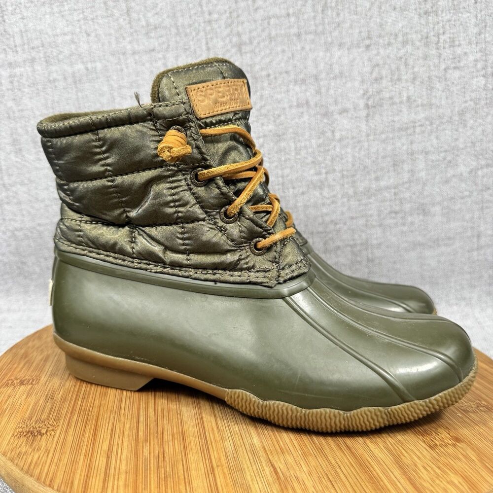 Sperry Boots Women's Size 6.5 M Saltwater Shiny Quilted Duck